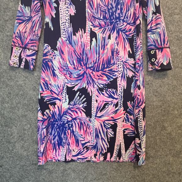 Lilly Pulitzer Dress Women Size XS Navy Long Sleeve Sophie UPF 50+ Palm Tropical - Picture 3 of 10